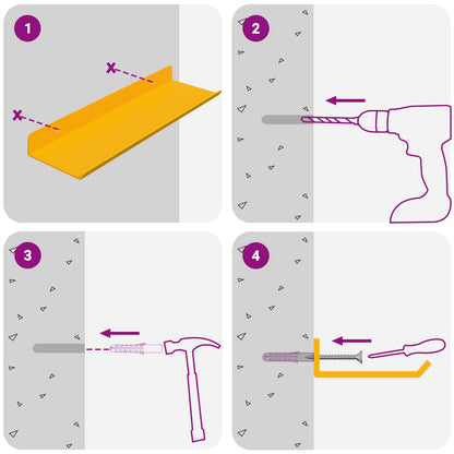 Schwebendes Regal 4 pcs Senfgelb 30 x 9 x 2,5 cm Stahl
