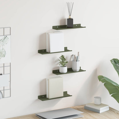 Schwebendes Regal 4 pcs Olive Grün 30 x 9 x 2,5 cm Stahl