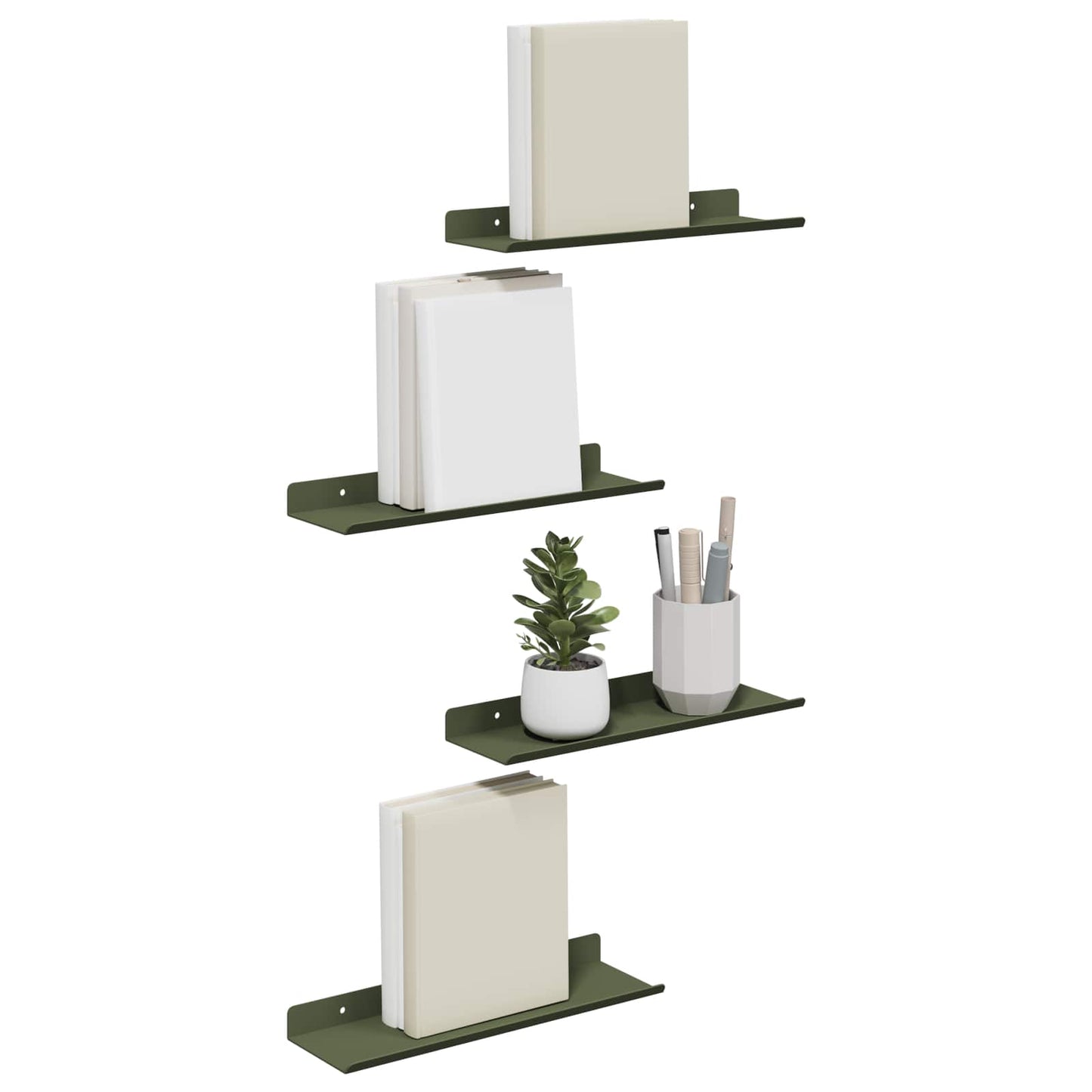 Schwebendes Regal 4 pcs Olive Grün 30 x 9 x 2,5 cm Stahl