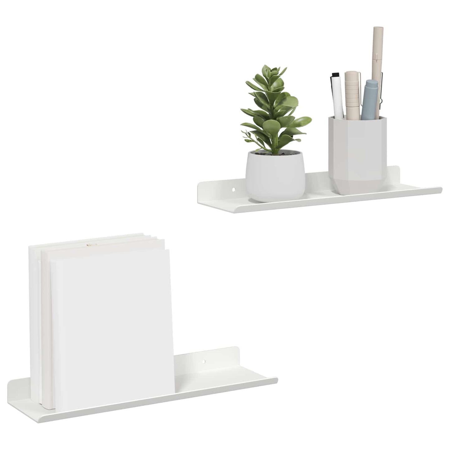 Schwebendes Regal Wandmontiert 2 pcs Weiß 30 x 9 x 2,5 cm Stahl