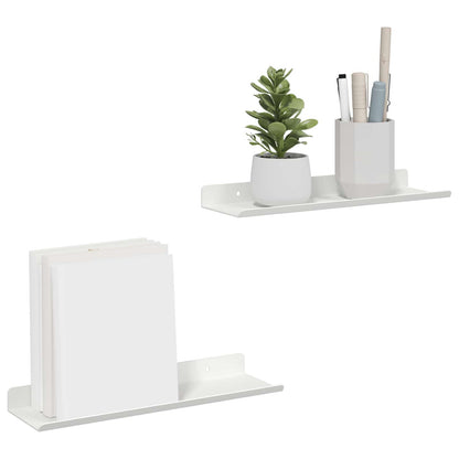 Schwebendes Regal Wandmontiert 2 pcs Weiß 30 x 9 x 2,5 cm Stahl