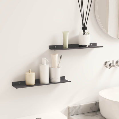 vidaXL Wandregal mit Regal 2 pcs Schwarz 40 x 8,5 x 2,5 cm