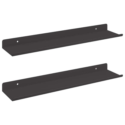 vidaXL Wandregal mit Regal 2 pcs Schwarz 40 x 8,5 x 2,5 cm