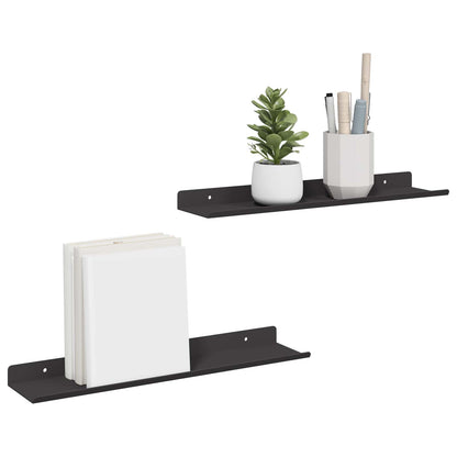 vidaXL Wandregal mit Regal 2 pcs Schwarz 40 x 8,5 x 2,5 cm