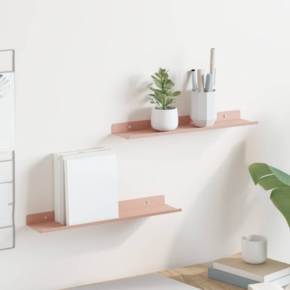 Schwebendes Regal Wandmontiert 2 pcs Rosa 40 x 9 x 2,5 cm Stahl