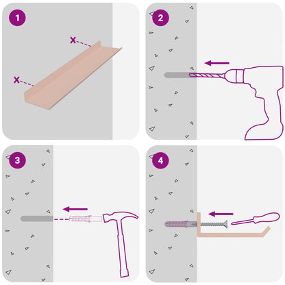 Schwebendes Regal Wandmontiert 2 pcs Rosa 40 x 9 x 2,5 cm Stahl