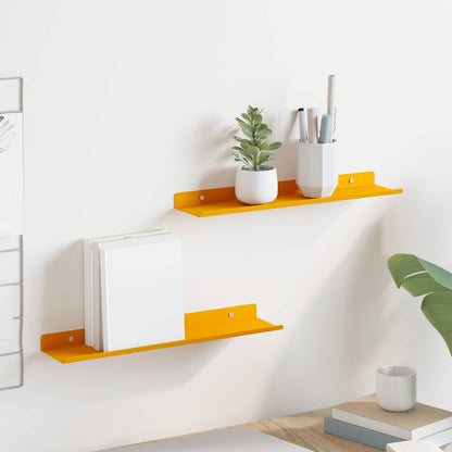 Schwebendes Regal 2 pcs Senfgelb 40 x 9 x 2,5 cm Stahl