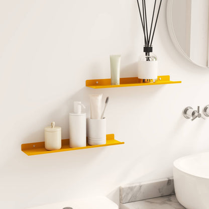 Schwebendes Regal 2 pcs Senfgelb 40 x 9 x 2,5 cm Stahl