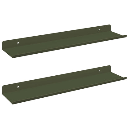 Schwebendes Regal 2 pcs Olive Grün 40 x 9 x 2,5 cm Stahl
