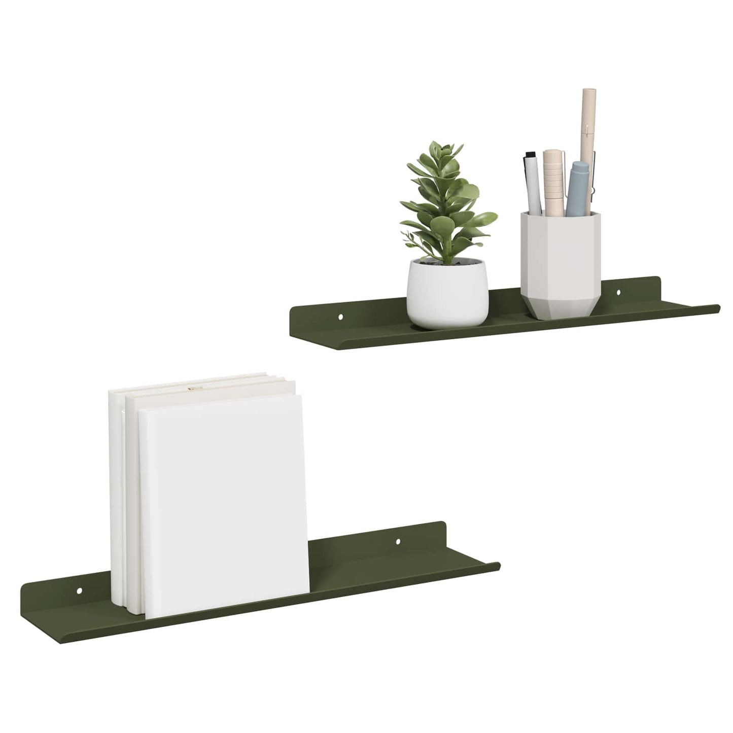 Schwebendes Regal 2 pcs Olive Grün 40 x 9 x 2,5 cm Stahl