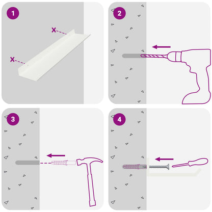 Schwebendes Regal Wandmontiert 4 pcs Weiß 40 x 9 x 2,5 cm Stahl