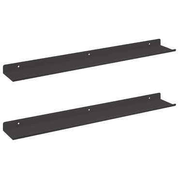 vidaXL Wandregal mit Regal 2 pcs Schwarz 60 x 8,5 x 2,5 cm