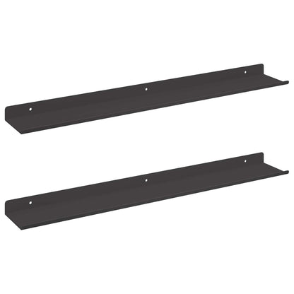 vidaXL Wandregal mit Regal 2 pcs Schwarz 60 x 8,5 x 2,5 cm