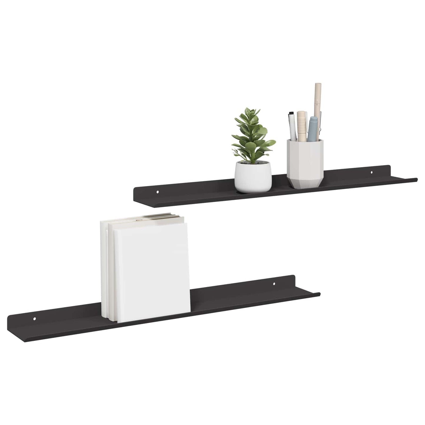 vidaXL Wandregal mit Regal 2 pcs Schwarz 60 x 8,5 x 2,5 cm