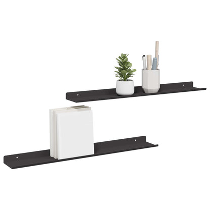 vidaXL Wandregal mit Regal 2 pcs Schwarz 60 x 8,5 x 2,5 cm