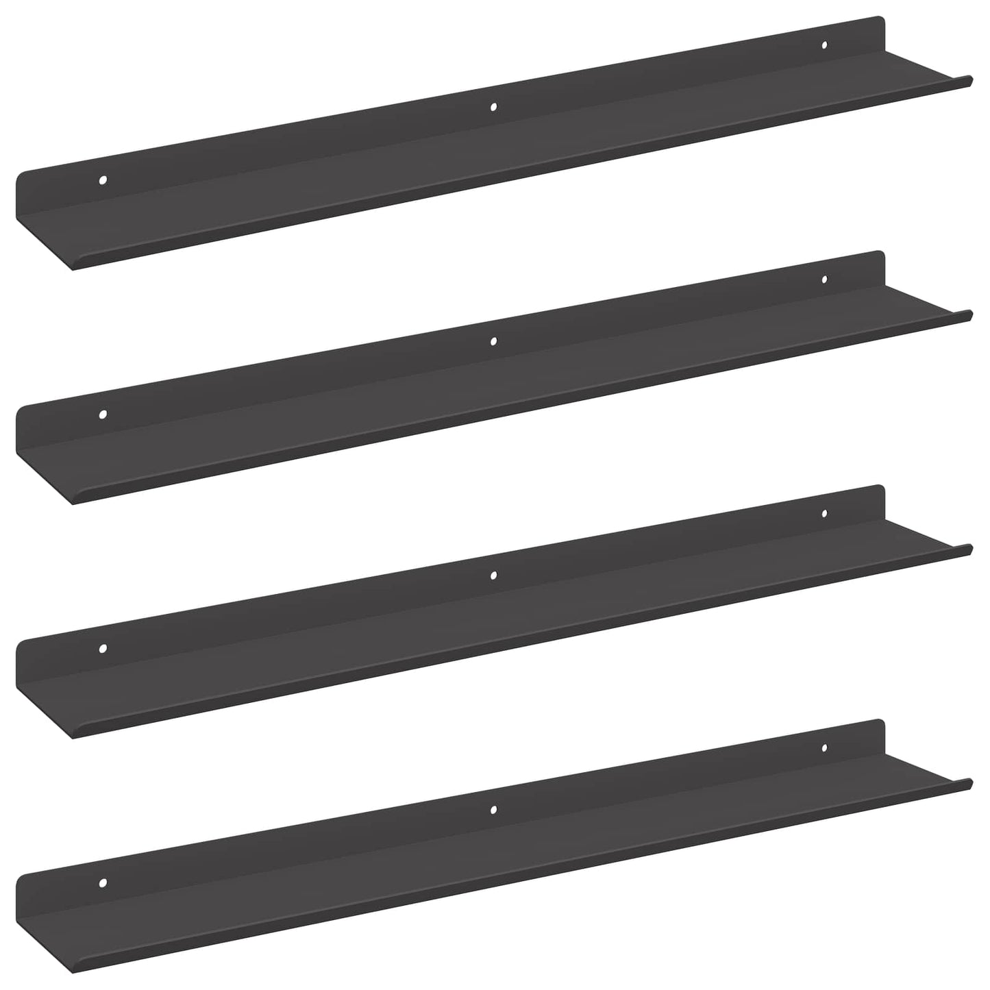 Schwebendes Regal 4 pcs Schwarz 60 x 9 x 2,5 cm Stahl