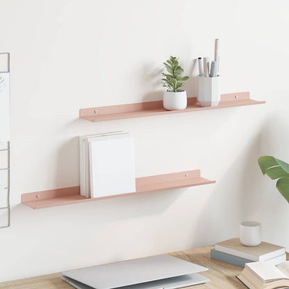 Schwebendes Regal Wandmontiert 2 pcs Rosa 60 x 9 x 2,5 cm Stahl