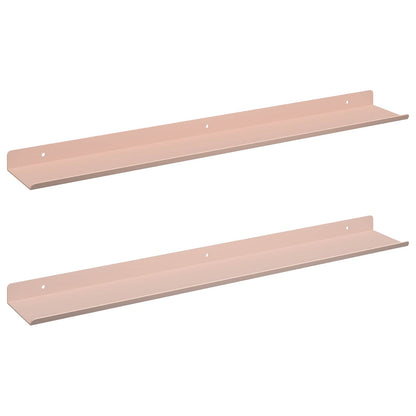 Schwebendes Regal Wandmontiert 2 pcs Rosa 60 x 9 x 2,5 cm Stahl