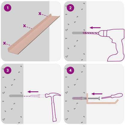 Schwebendes Regal Wandmontiert 2 pcs Rosa 60 x 9 x 2,5 cm Stahl