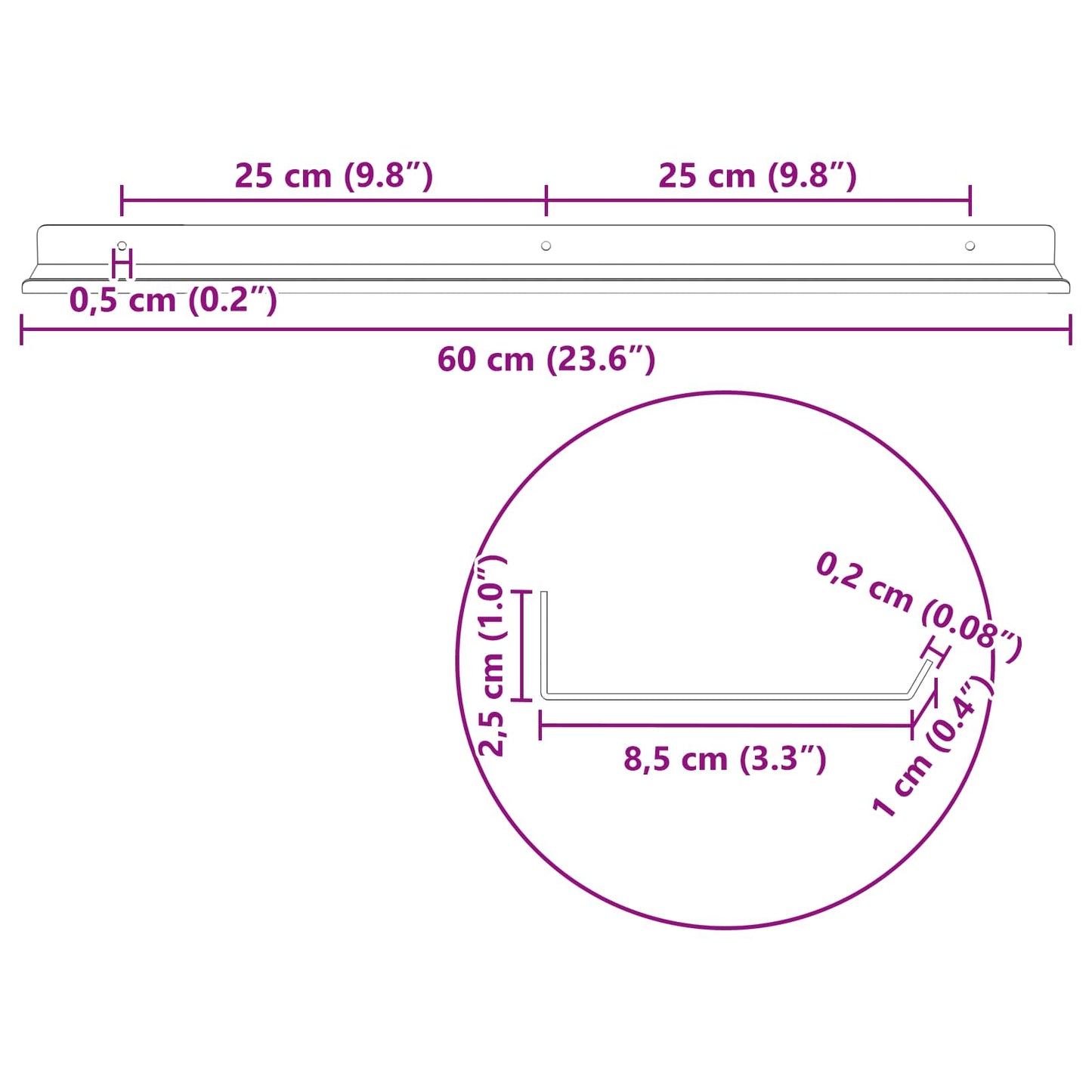 Schwebendes Regal 2 pcs Senfgelb 60 x 9 x 2,5 cm Stahl