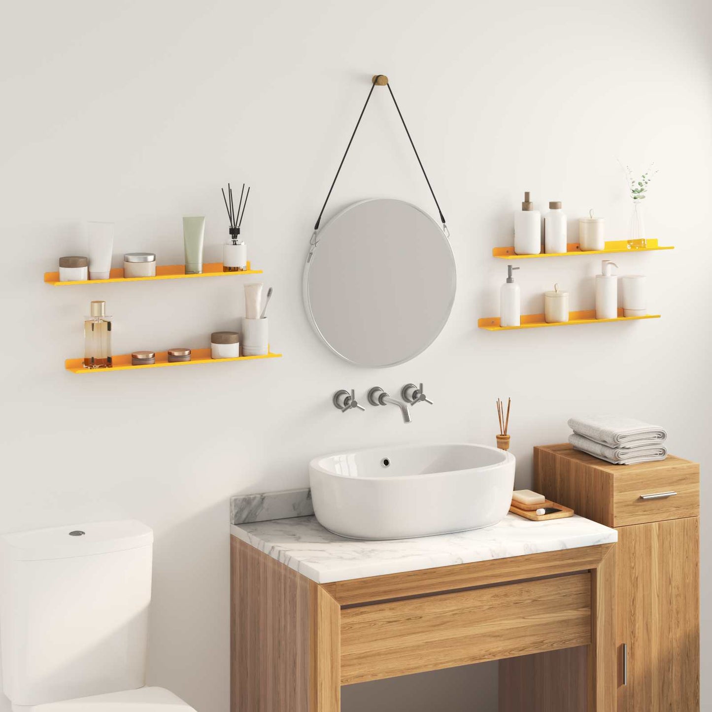 Schwebendes Regal 4 pcs Senfgelb 60 x 9 x 2,5 cm Stahl