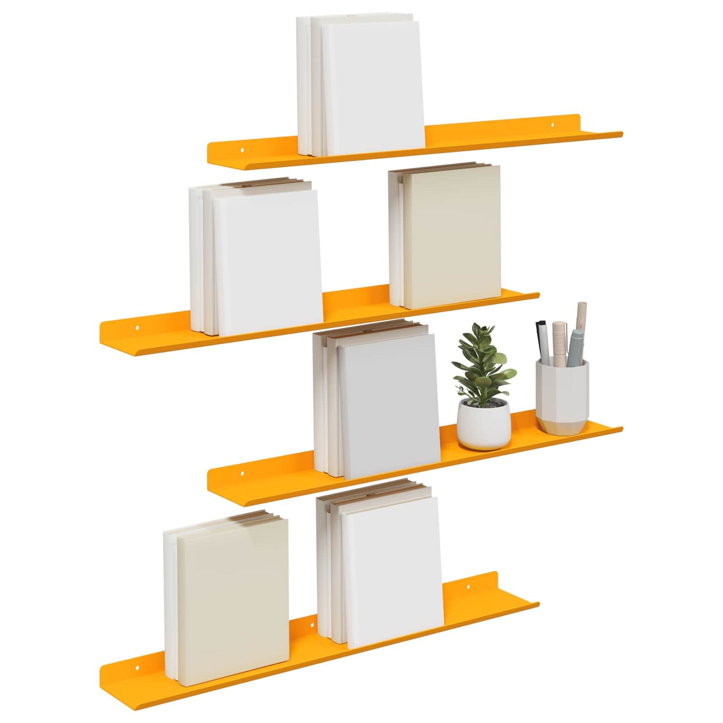 Schwebendes Regal 4 pcs Senfgelb 60 x 9 x 2,5 cm Stahl