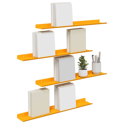Schwebendes Regal 4 pcs Senfgelb 60 x 9 x 2,5 cm Stahl