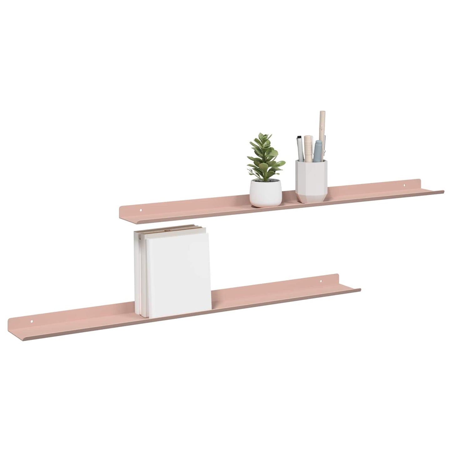 Schwebendes Regal Wandmontiert 2 pcs Rosa 80 x 9 x 2,5 cm Stahl