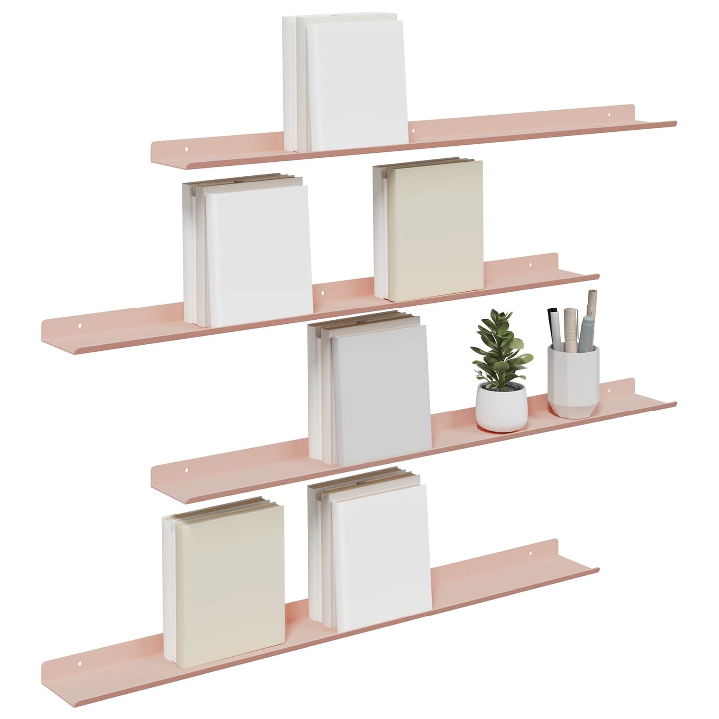 Schwebendes Regal Wandmontiert 4 pcs Rosa 80 x 9 x 2,5 cm Stahl