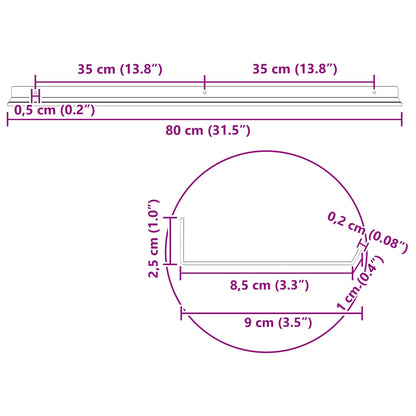 Schwebendes Regal Wandmontiert 4 pcs Rosa 80 x 9 x 2,5 cm Stahl