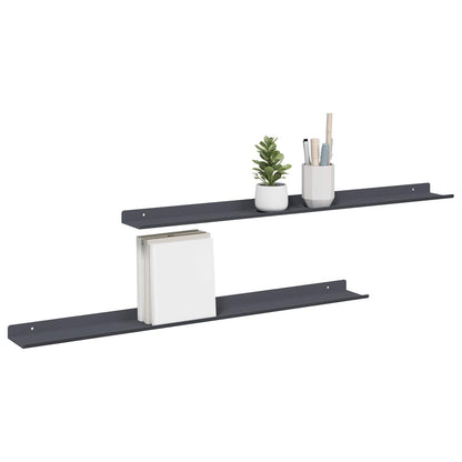 Schwebendes Regal 2 pcs Anthrazit 80 x 9 x 2,5 cm Stahl