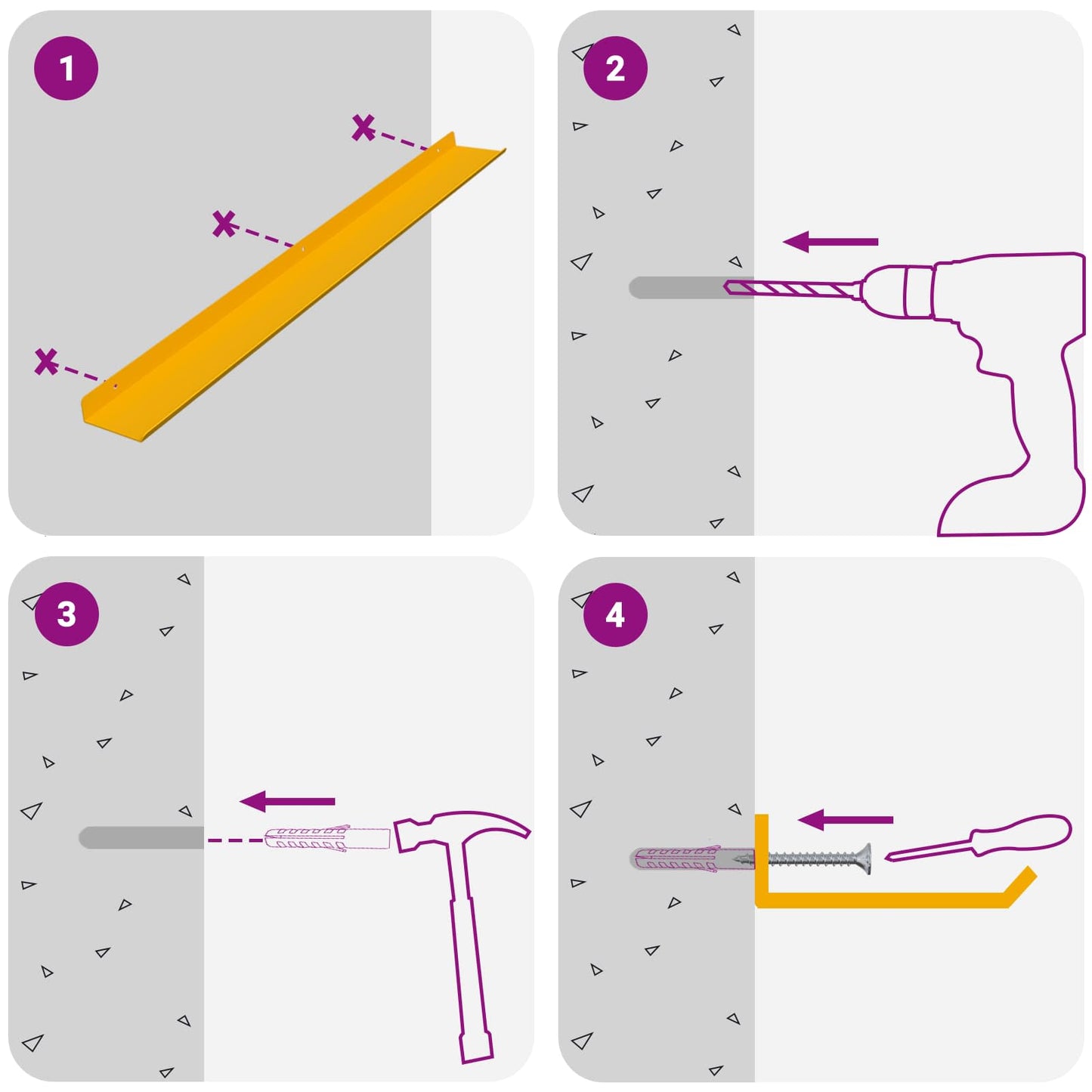 Schwebendes Regal 2 pcs Senfgelb 80 x 9 x 2,5 cm Stahl