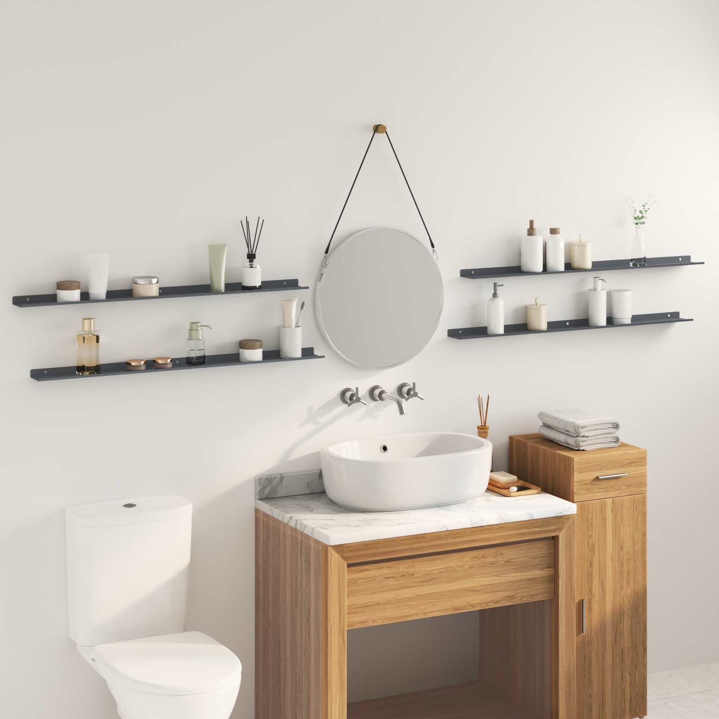 Schwebendes Regal 4 pcs Anthrazit 100 x 9 x 2,5 cm Stahl