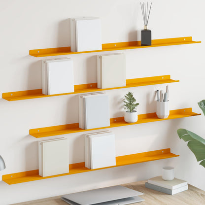 Schwebendes Regal 4 pcs Senfgelb 100 x 9 x 2,5 cm Stahl