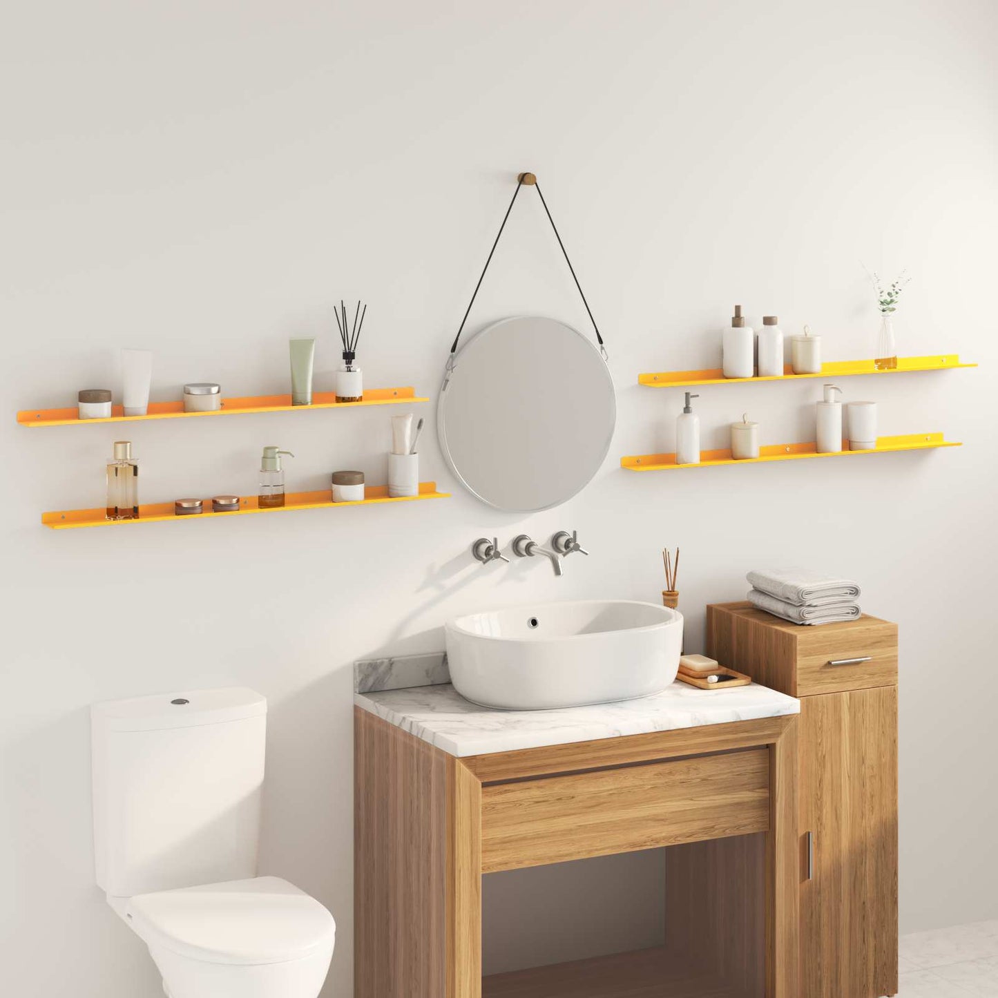 Schwebendes Regal 4 pcs Senfgelb 100 x 9 x 2,5 cm Stahl