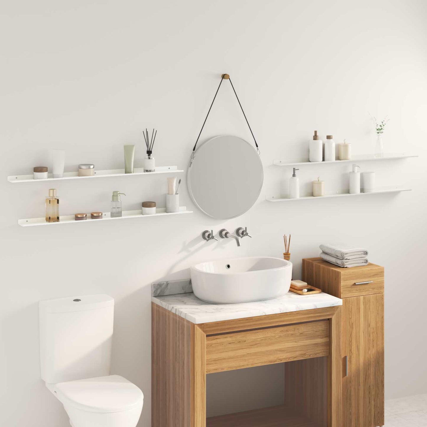 Schwebendes Regal 4 pcs Weiß 100 x 9 x 2,5 cm Stahl