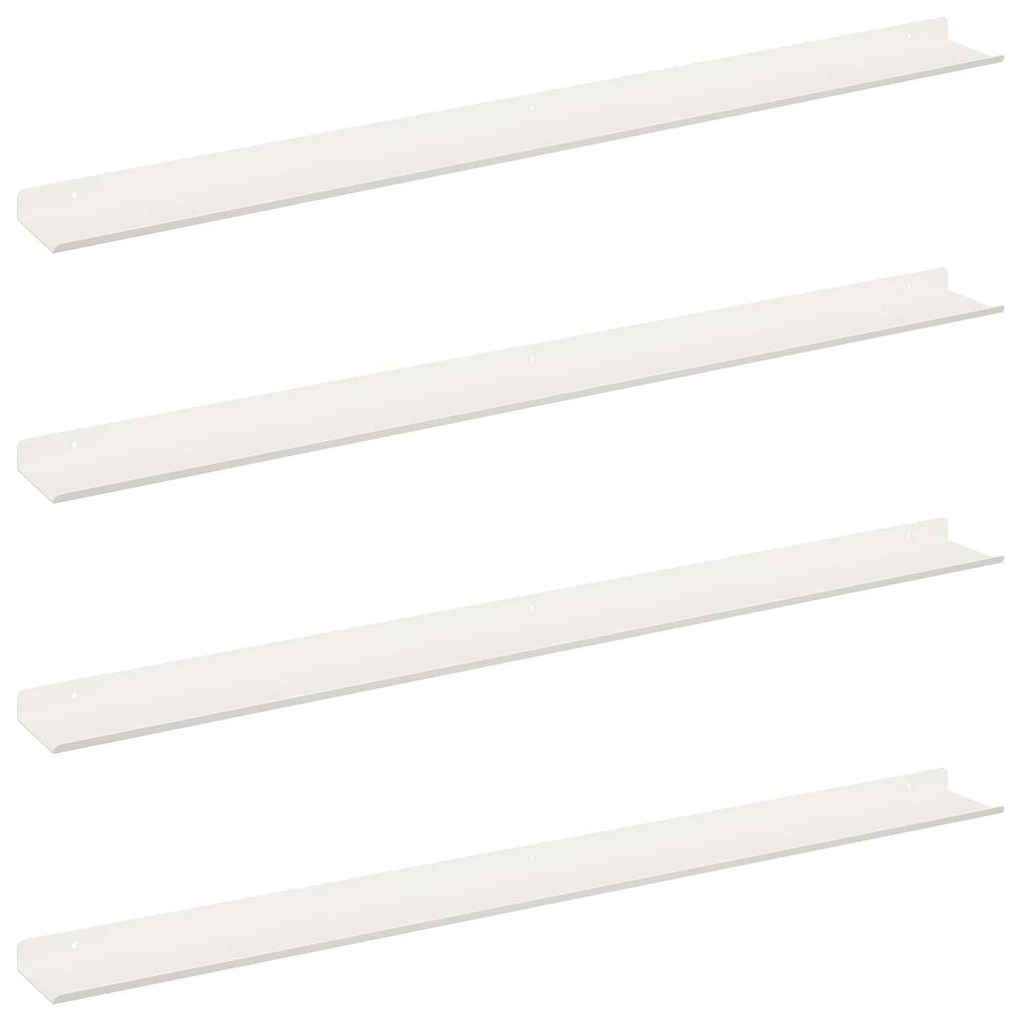 Schwebendes Regal 4 pcs Weiß 100 x 9 x 2,5 cm Stahl