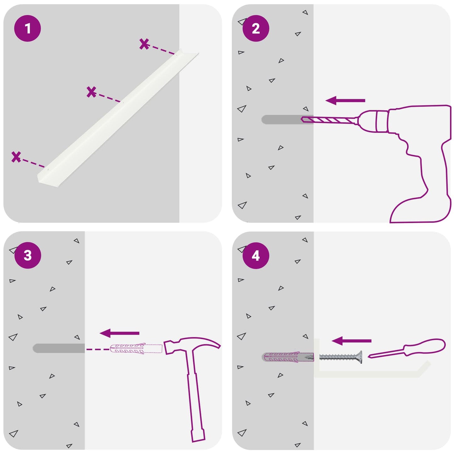 Schwebendes Regal 4 pcs Weiß 100 x 9 x 2,5 cm Stahl