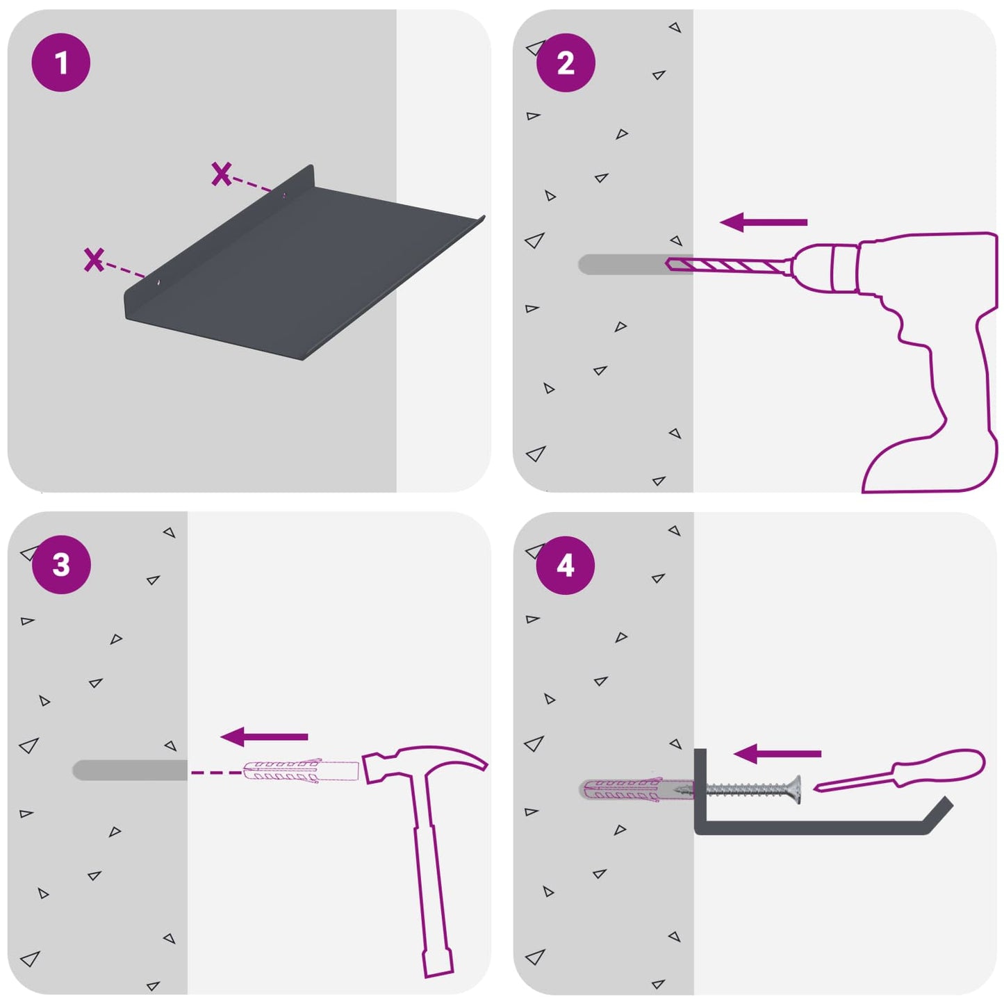 Schwebendes Regal 4 pcs Anthrazit 30 x 18 x 2,5 cm Stahl