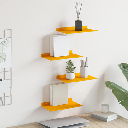 Schwebendes Regal 4 pcs Senfgelb 30 x 18 x 2,5 cm Stahl