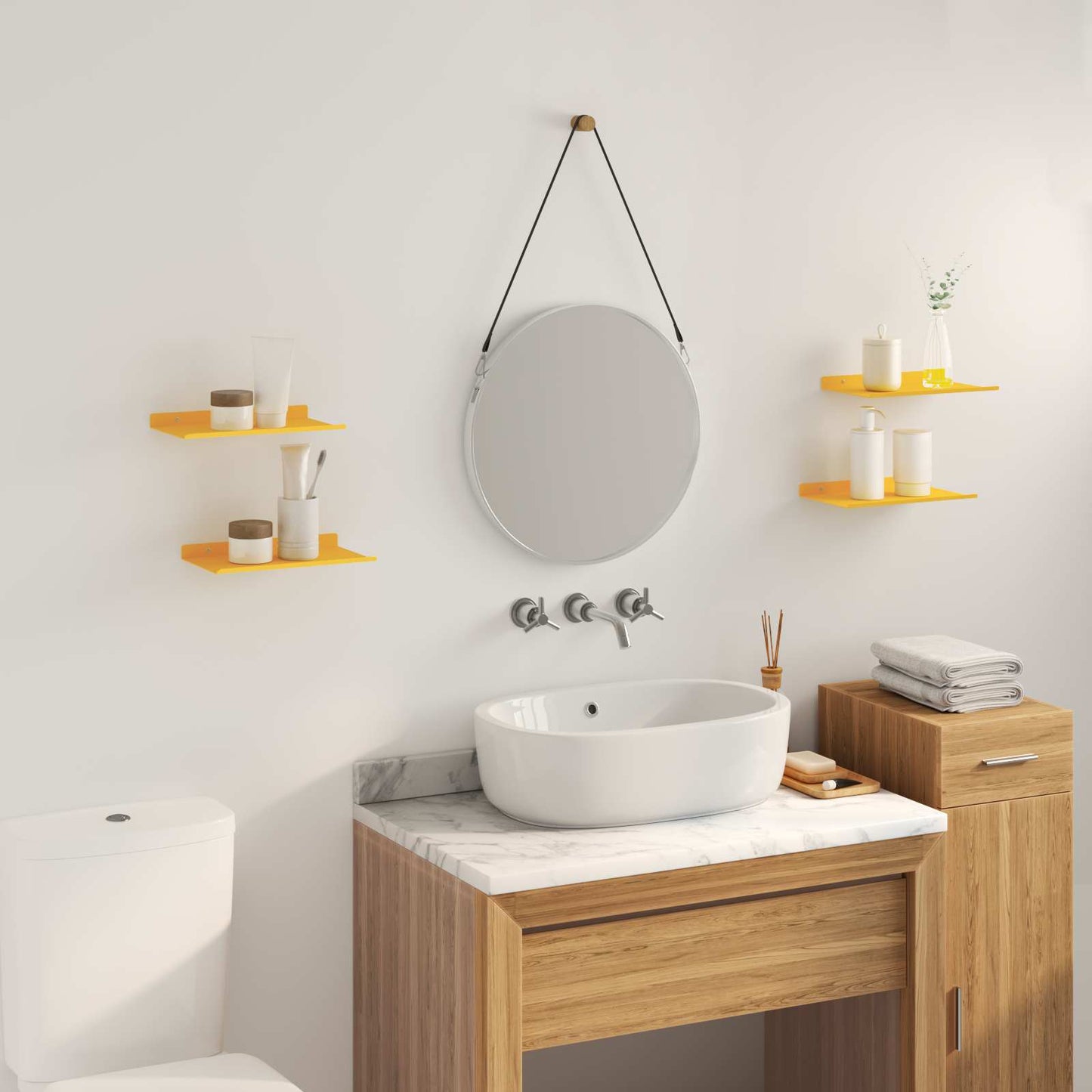 Schwebendes Regal 4 pcs Senfgelb 30 x 18 x 2,5 cm Stahl