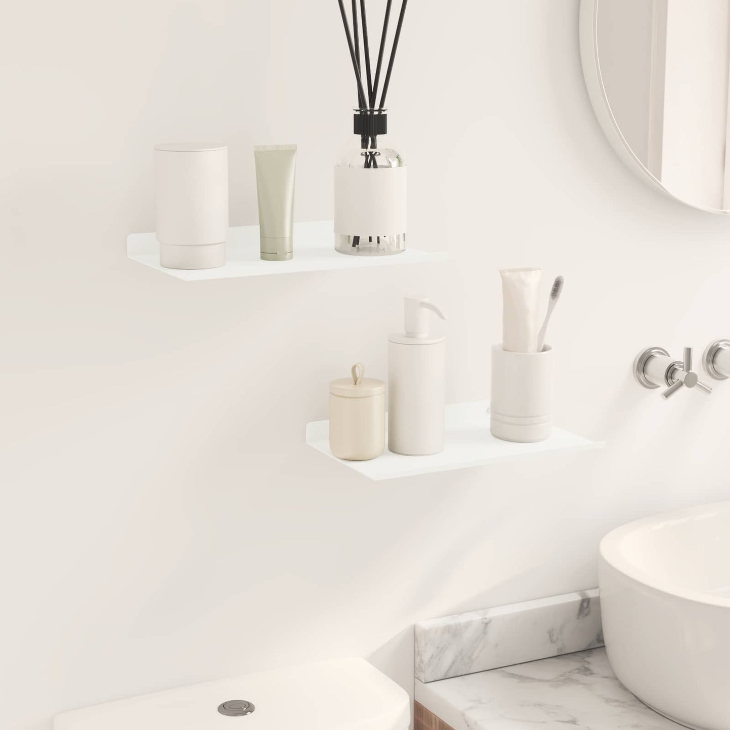 Schwebendes Regal 2 pcs Weiß 30 x 18 x 2,5 cm Stahl