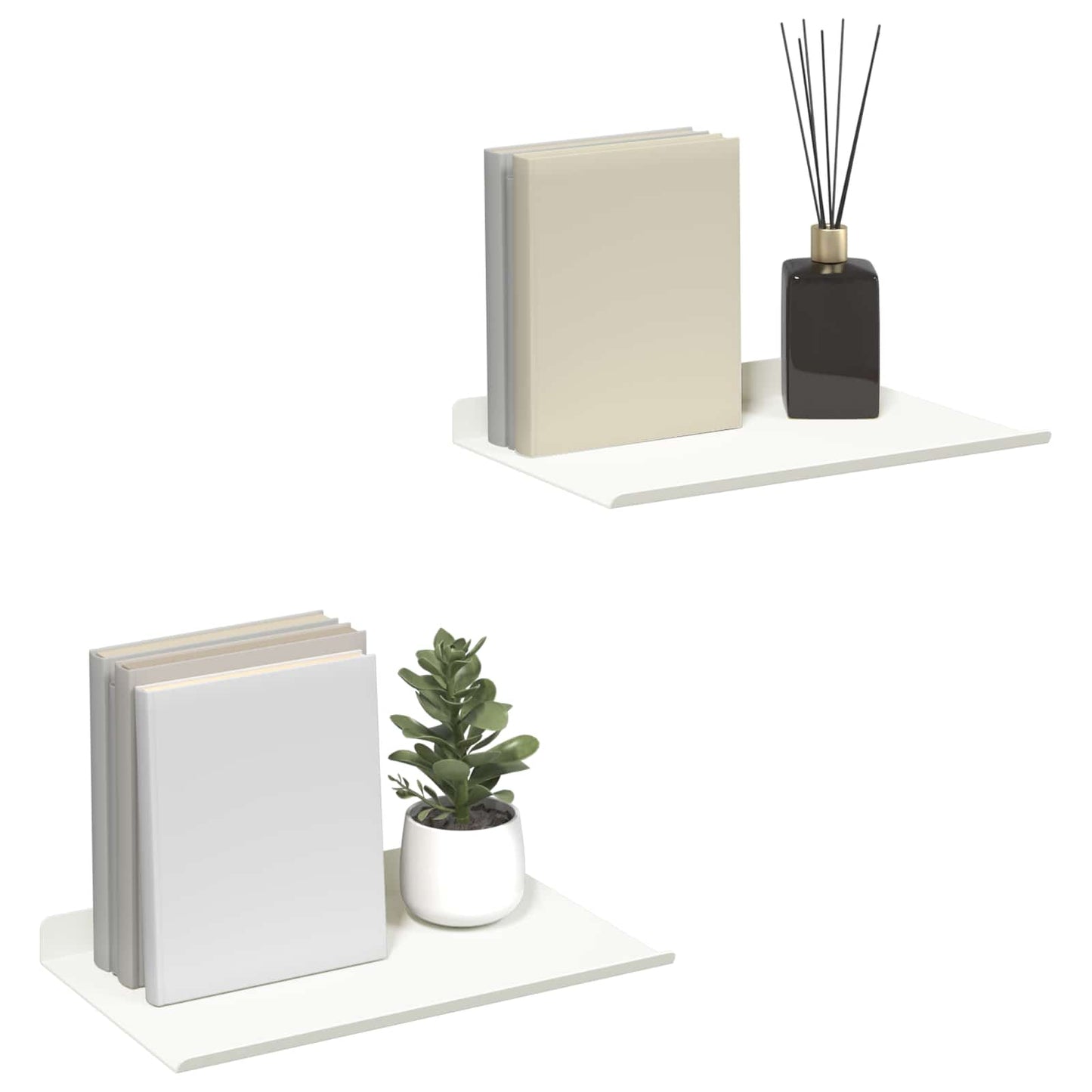 Schwebendes Regal 2 pcs Weiß 30 x 18 x 2,5 cm Stahl