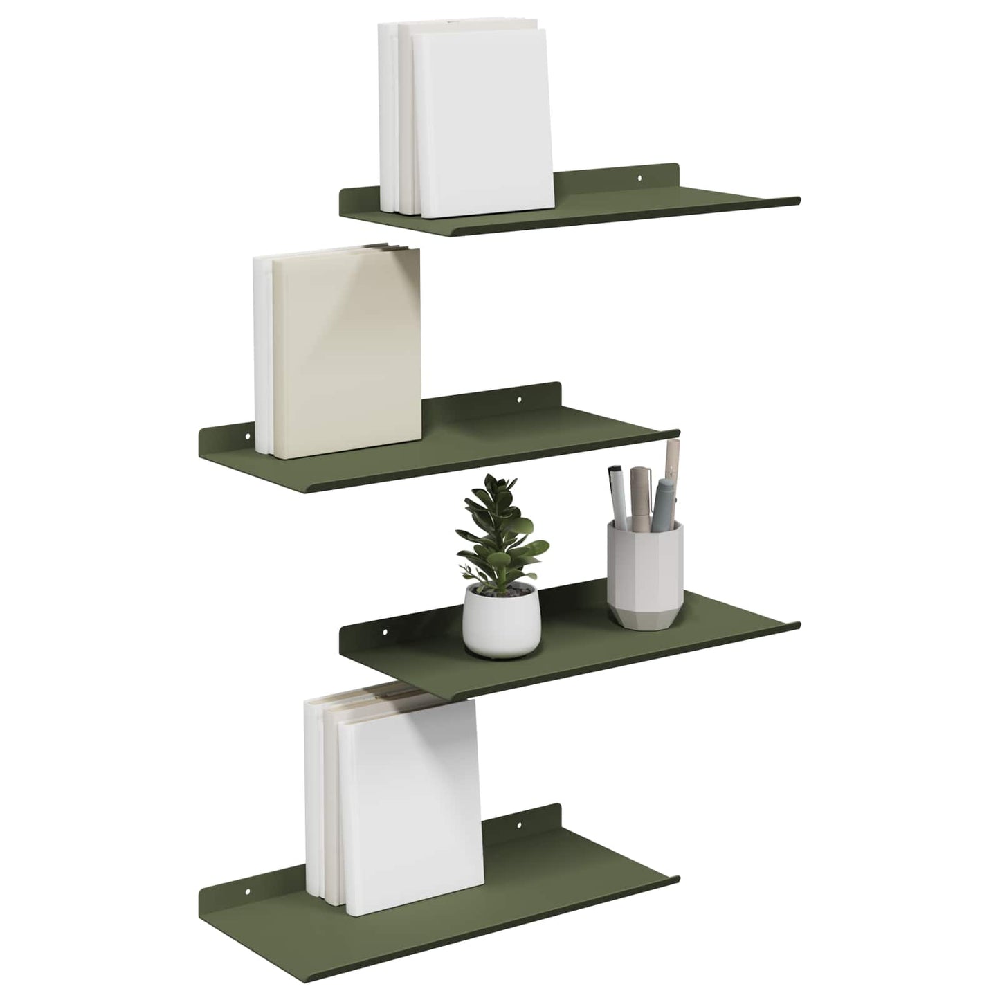 Schwebendes Regal 4 pcs Olive Grün 40 x 18 x 2,5 cm Stahl
