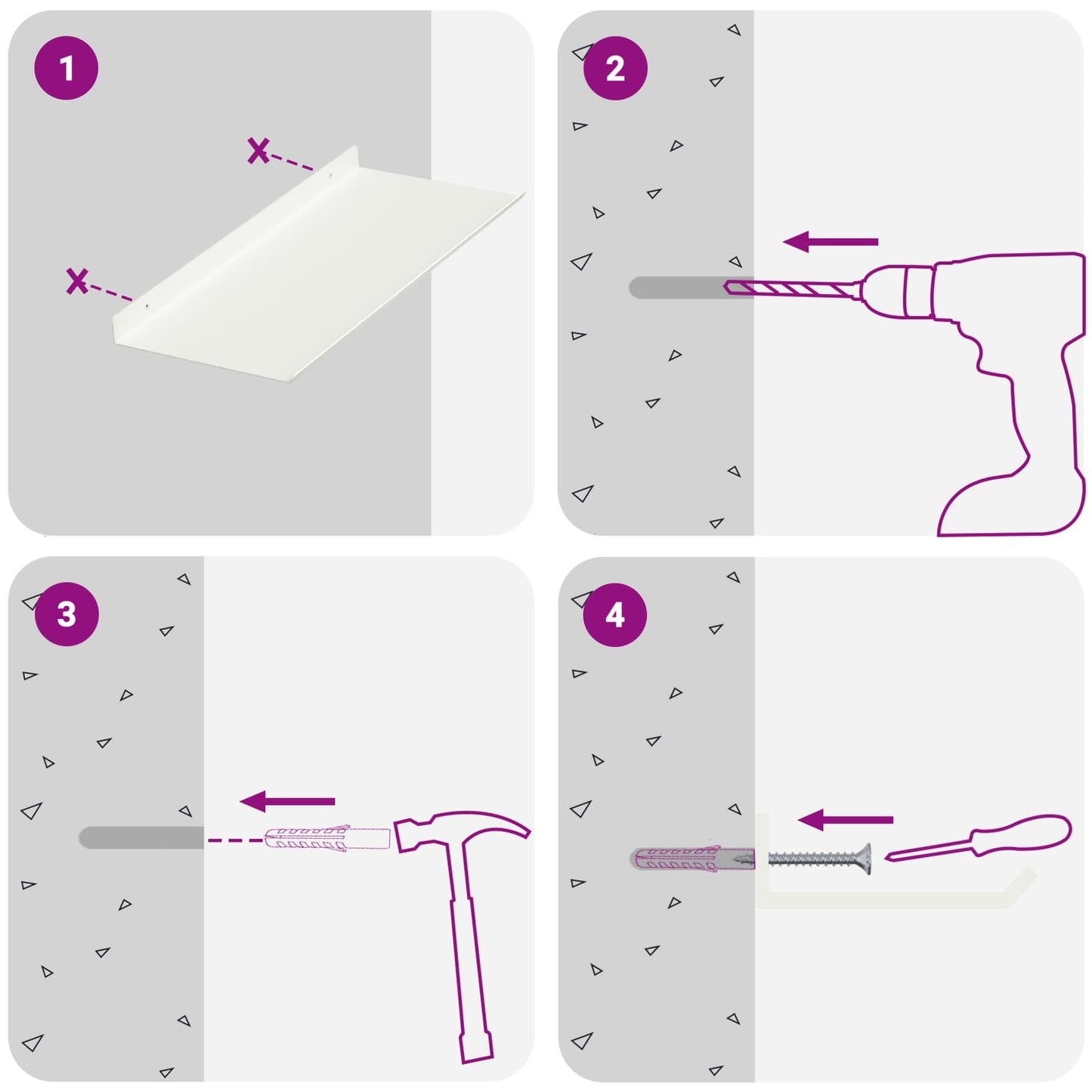 Schwebendes Regal 2 pcs Weiß 40 x 18 x 2,5 cm Stahl