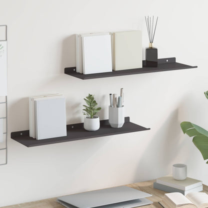 vidaXL Wandregal mit Regal Wandmontiert 2 pcs Schwarz 60 x 18 x 2,5 cm