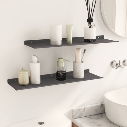 vidaXL Wandregal mit Regal Wandmontiert 2 pcs Schwarz 60 x 18 x 2,5 cm