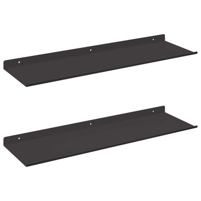 vidaXL Wandregal mit Regal Wandmontiert 2 pcs Schwarz 60 x 18 x 2,5 cm