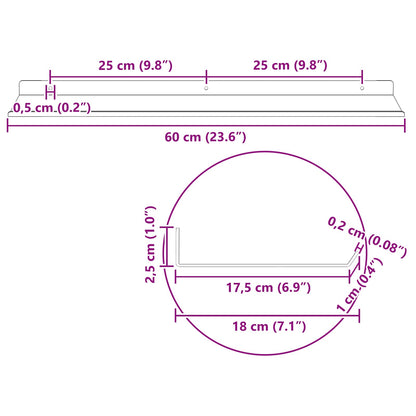 Schwebendes Regal 4 pcs Anthrazit 60 x 18 x 2,5 cm Stahl