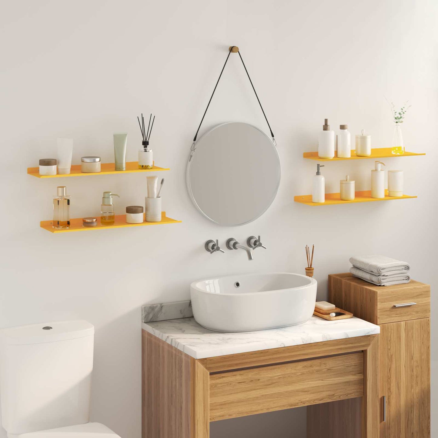 Schwebendes Regal 4 pcs Senfgelb 60 x 18 x 2,5 cm Stahl